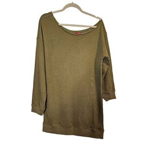 n: Philanthropy army green cut collared off the shoulder sweatshirt tunic. Size